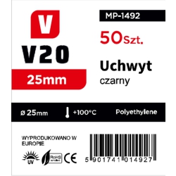 Podstawa uchwyt rury 25mm - 50 szt - kolor czarny